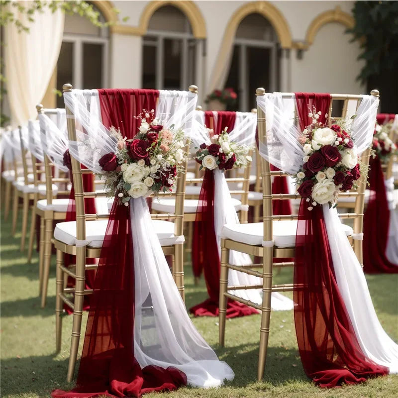 10/50PCS Chiffon Chair Sashes Wedding Chair Decoration 17x250cm