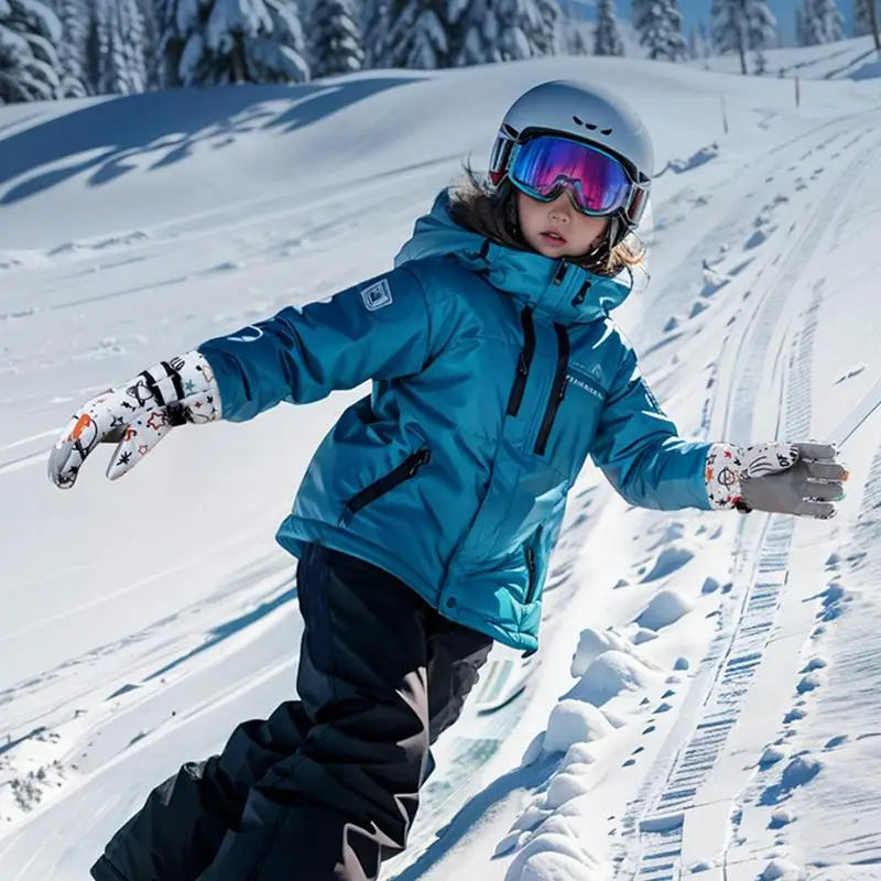 SML Children Winter Ski Gloves Waterproof Thicken Mittens