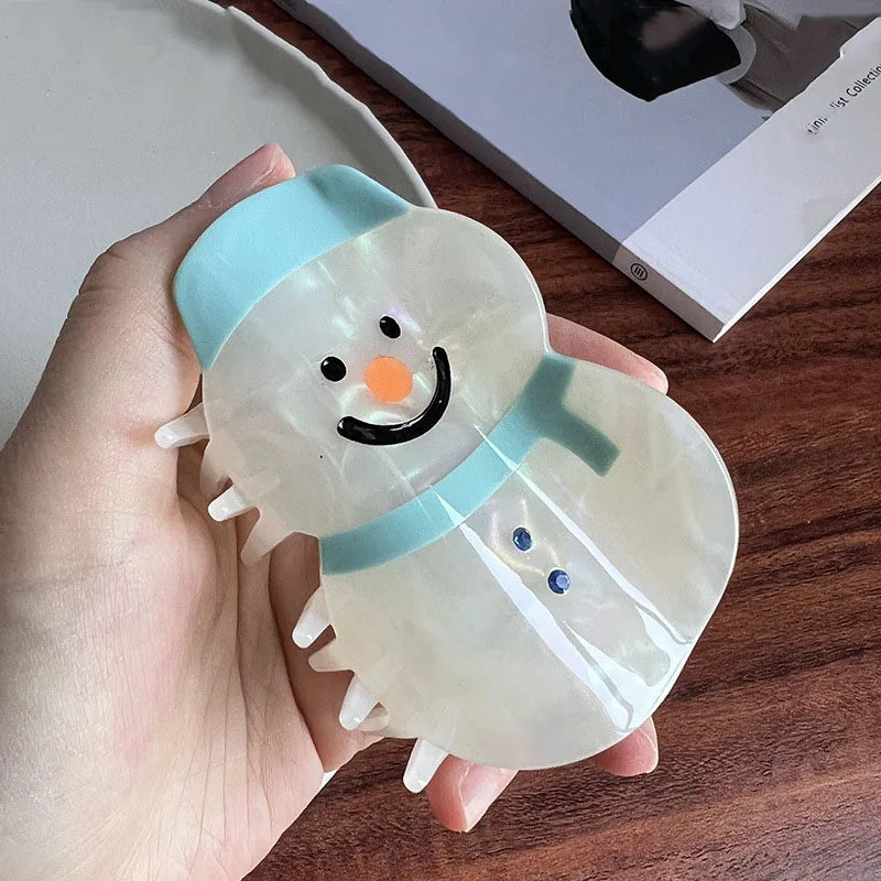 Muweordy Cartoon Cute Snowman Acetate Claw Clip Crab