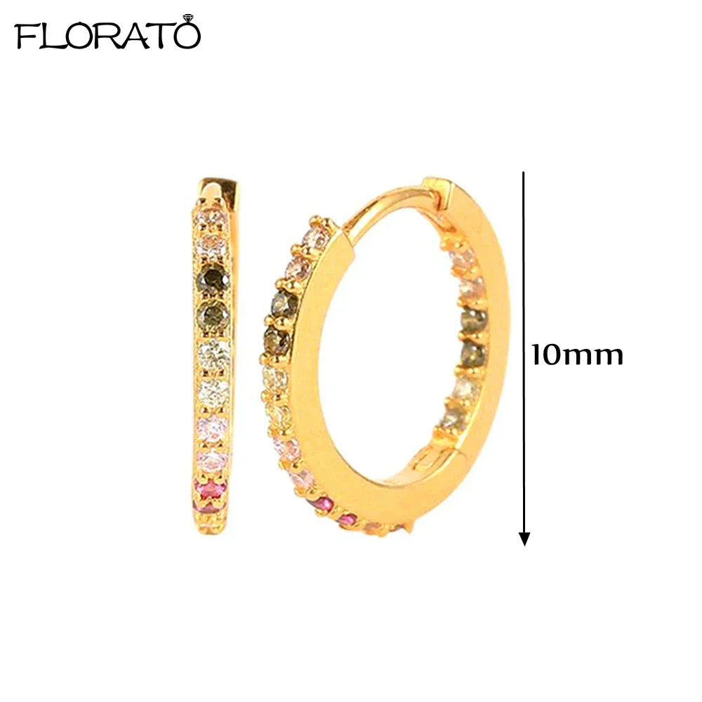 Minimalist 925 Silver Needle 15mm Crystal Hoop Earring
