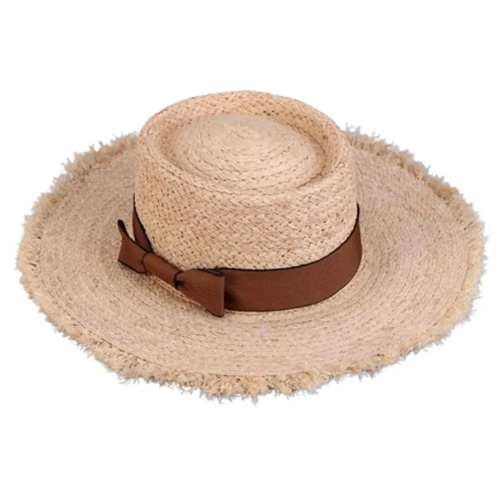 Wide Brim Sun Hats Fashion Flat Top Bowknot