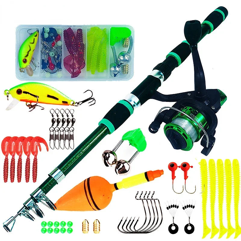 Spinning Fishing Rod and Reel Combo1.8M Telescopic Rod