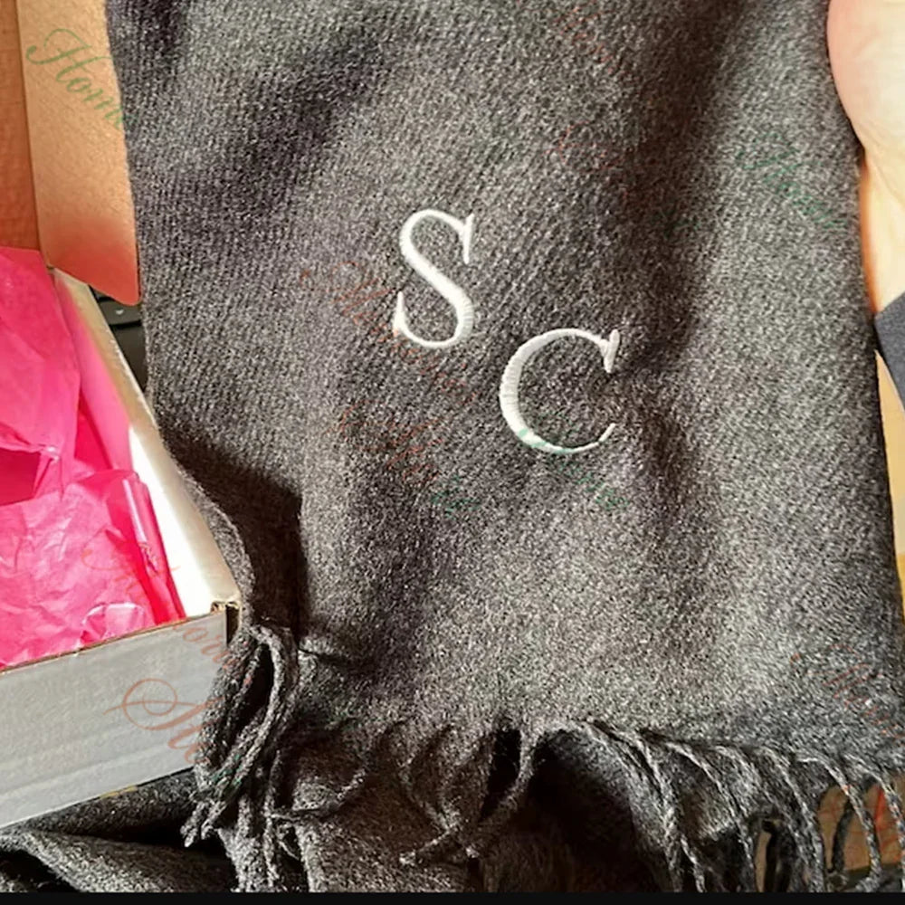 Personalised Embroidered Scarf with Initials or Name Wedding
