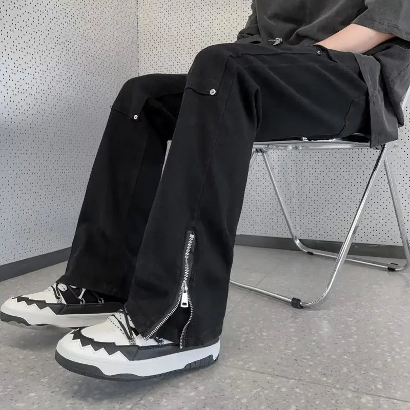 2023 New Fashion Kpop Baggy Flared Jeans Cargo