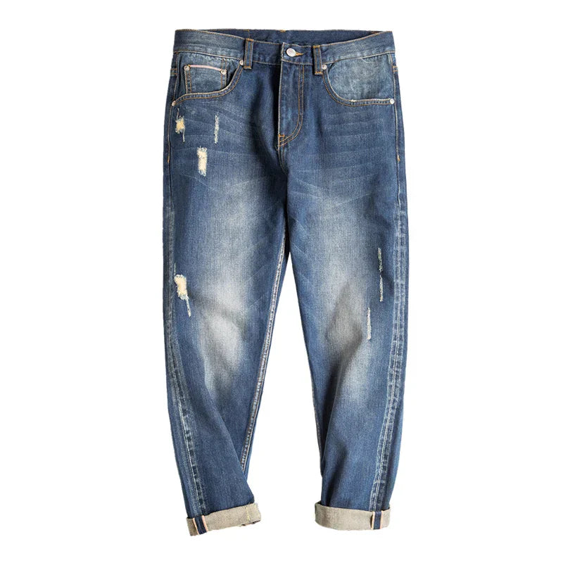 Maden Casual Ripped Jeans for Men Brushed Denim