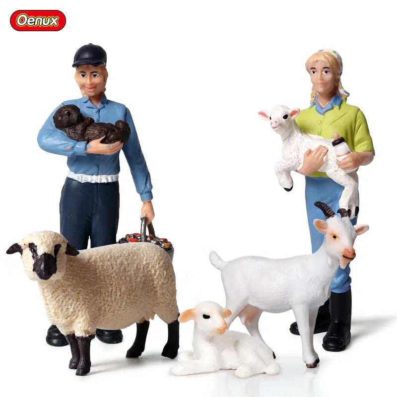 Oenux Farm House Model Action Figures Farmer Motorcycle