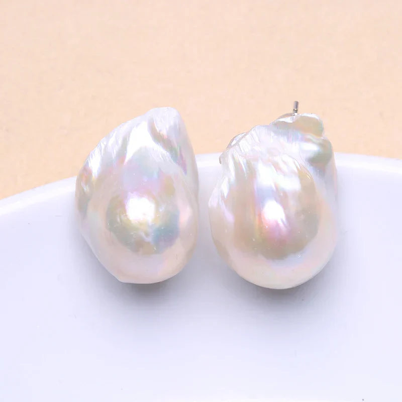 Natural Freshwater Pearl 925 Sterling Silver Large Baroque