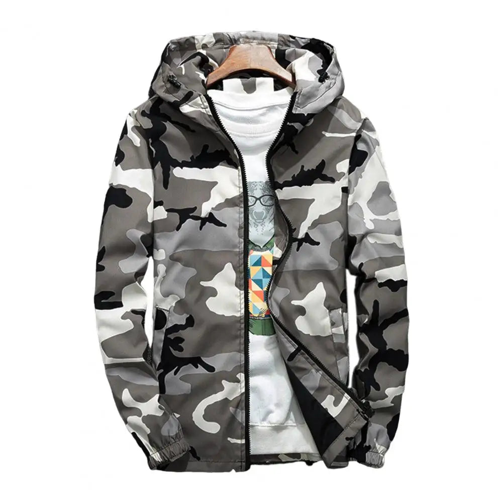 Winter Men Coat Camouflage Zipper Long Sleeves Jackets