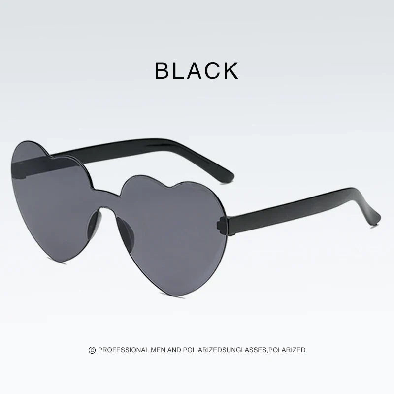 New Color Sunglasses Love Heart Lens Sun Glasses for Women Girl’s Fashion Shades Eyewear Trendy Transparent Candy Sunglasses