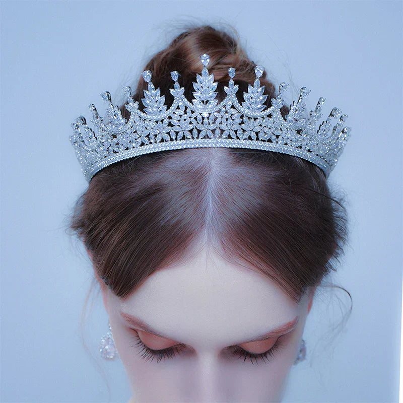 ASNORA Crystal Crown Tiara for Brides