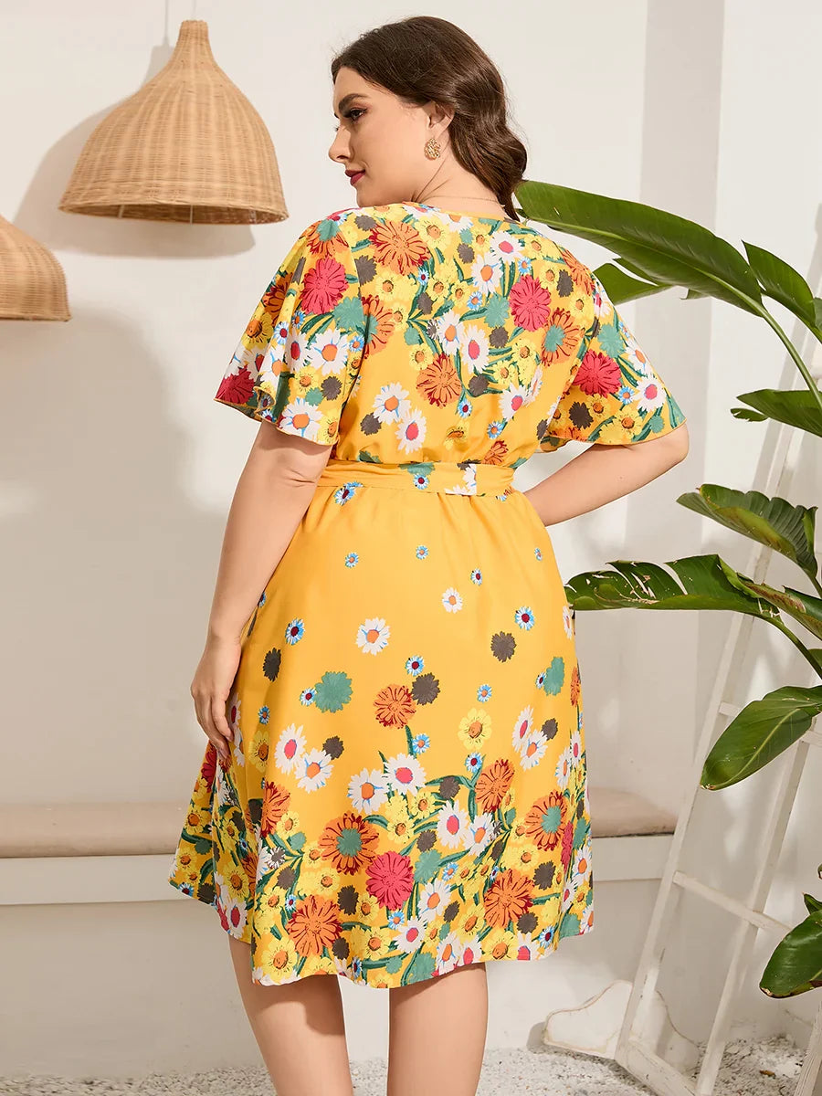 4xl 5xl Plus Size Midi Dress Women 2023