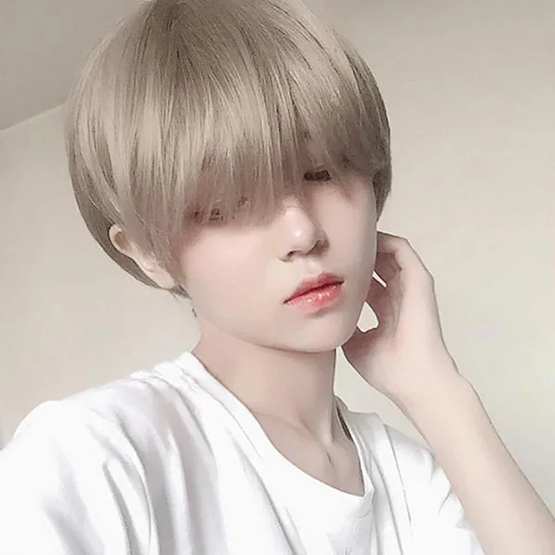MANWEI Fashion Men Short Wig Light Yellow Blonde