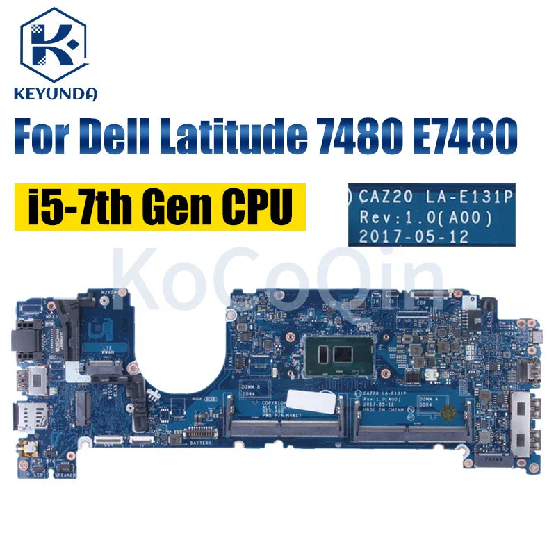 For Dell Latitude 7480 E7480 Notebook Mainboard LA-E131P