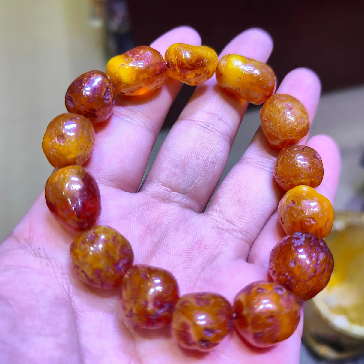 Natural Raw Amber Bracelet Men Women Healing Gemstone