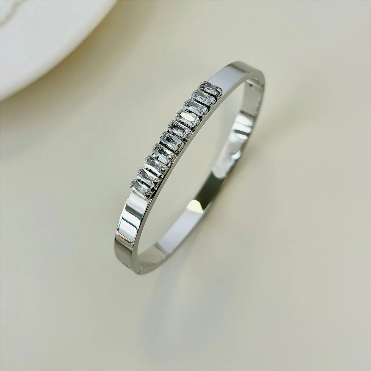 Waterproof Luxury Colorful Cubic Zirconia Bangles Stainless Steel