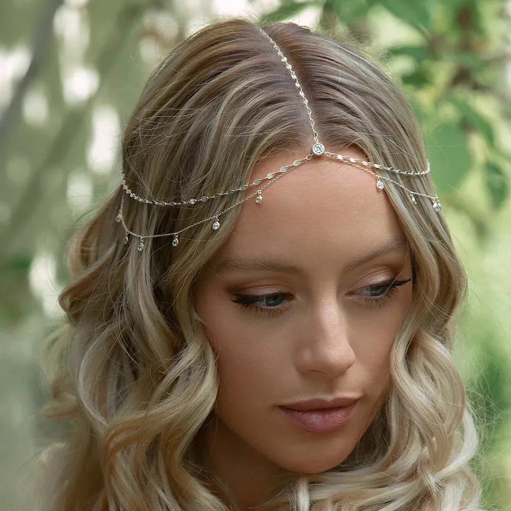 Stonefans Fashion Boho Crystal Head Chain Wedding Hair