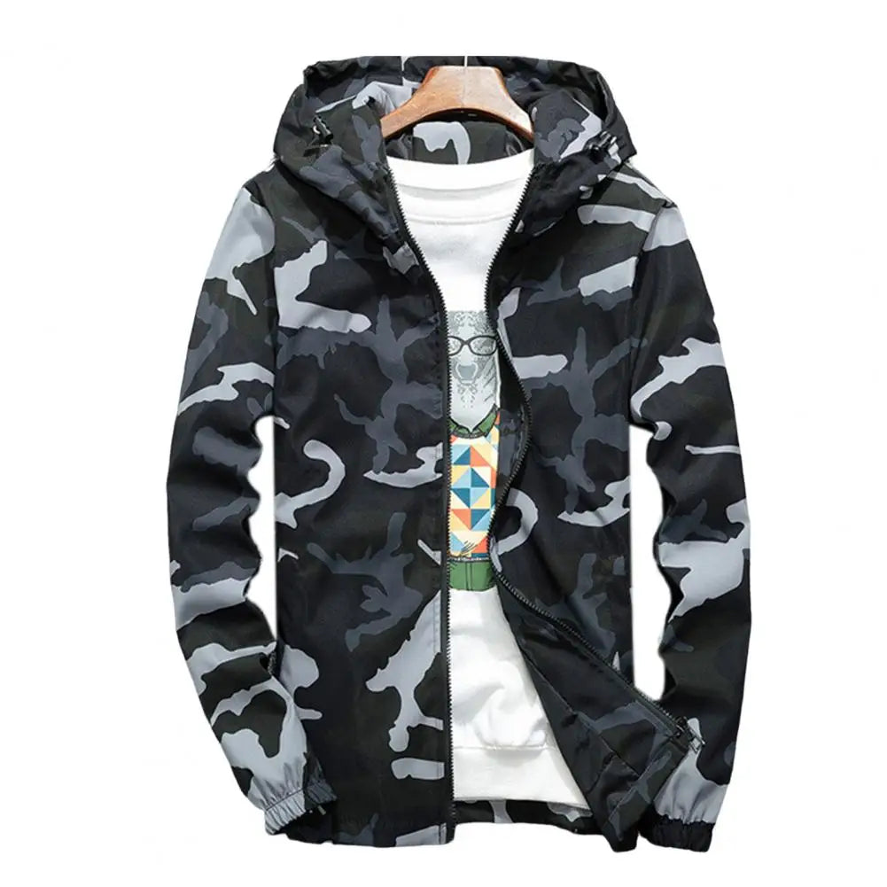 Winter Men Coat Camouflage Zipper Long Sleeves Jackets