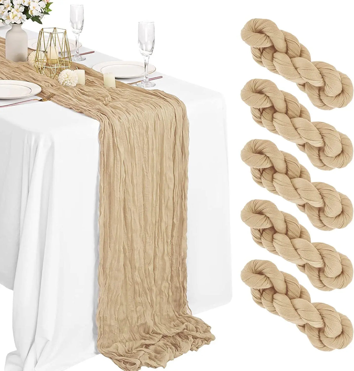 Crinkling Table runner gauze translucency doilies Holiday party