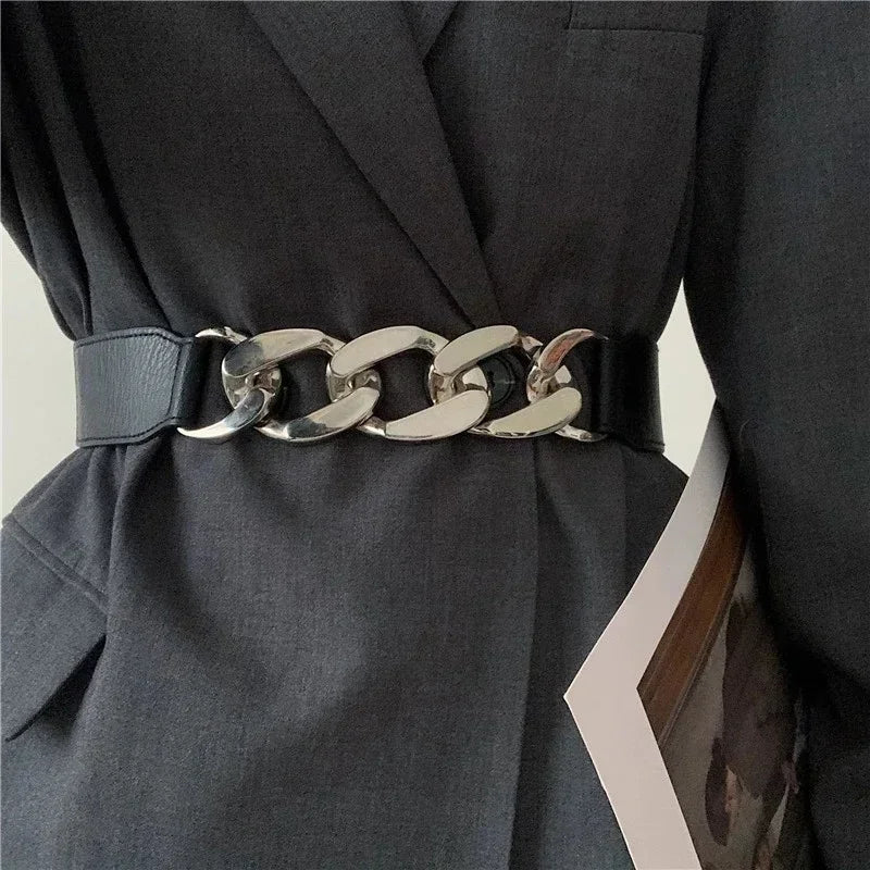 Gold Chain Belt Elastic Silver Metal Waist Belts