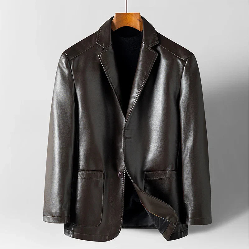 Luxury Leather Jacket Men's Suit Leather Coat Autumn