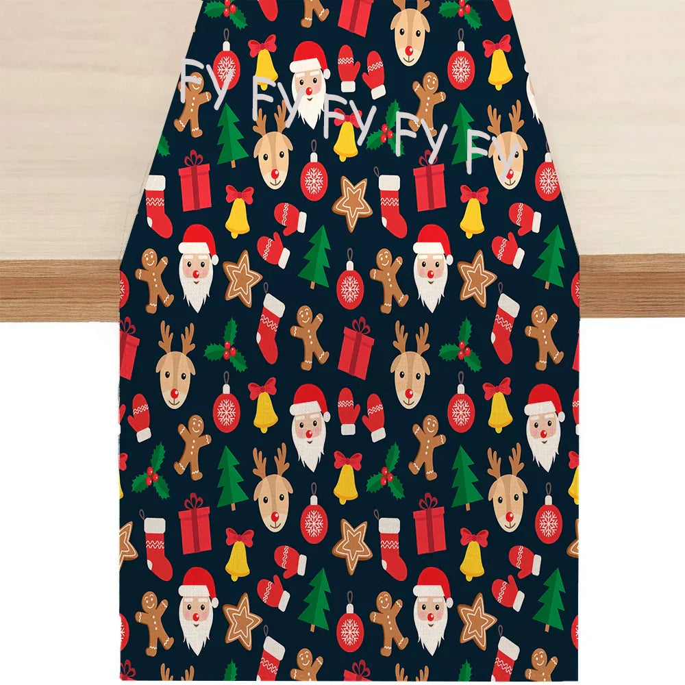 Christmas Gingerbread Man Table Runner Snowflake Home Kitchen