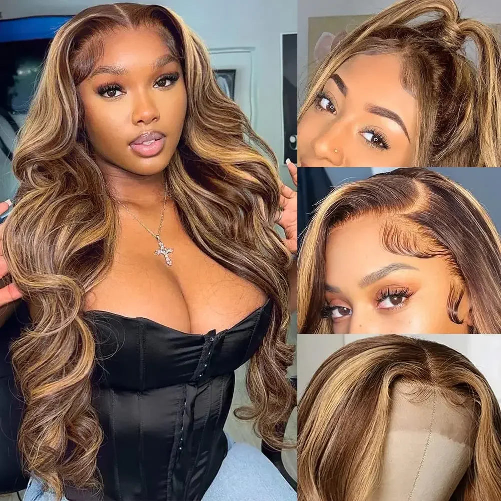 30 34inch 13x4 Highlight Ombre Body Wave Lace