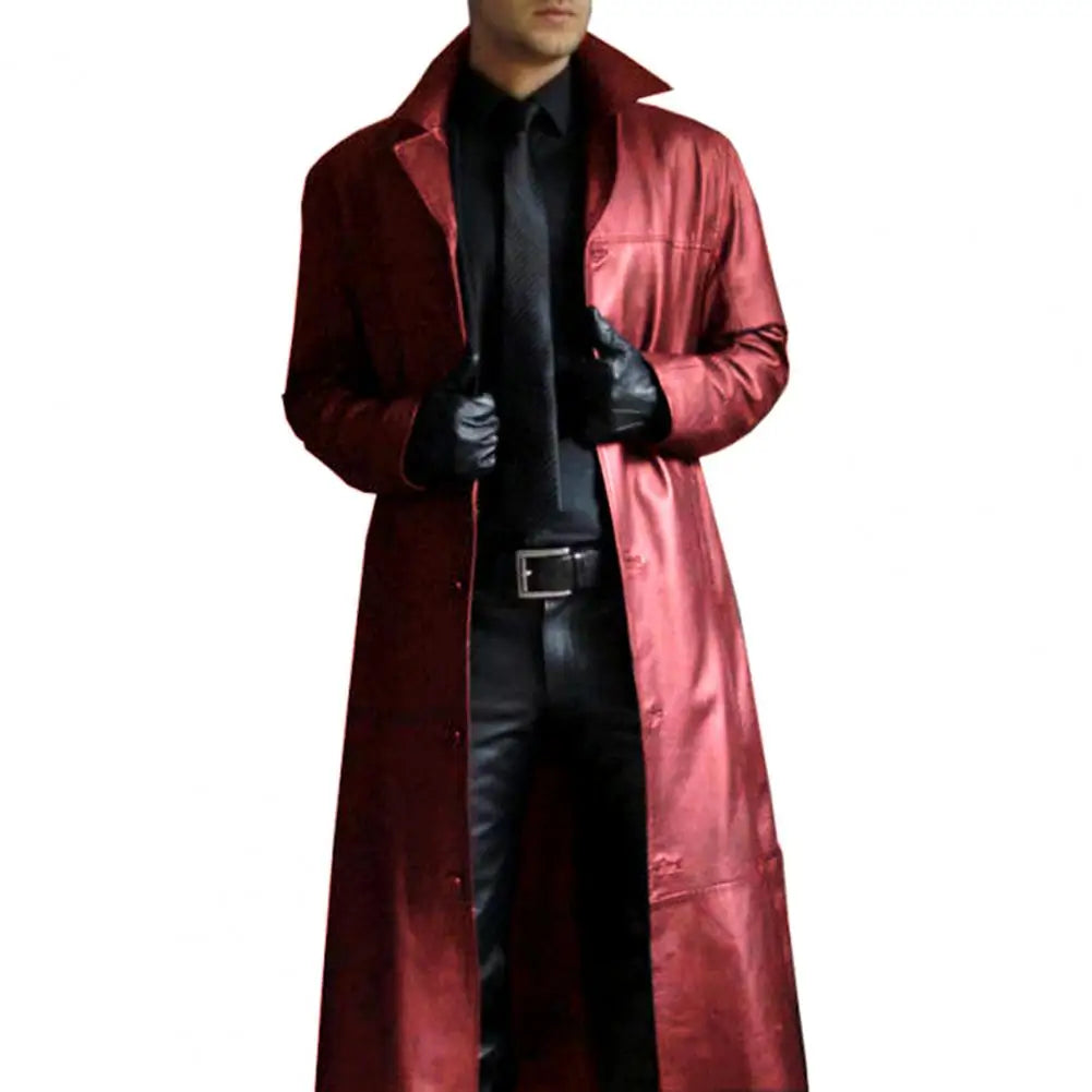 2023 New Men Lapel Goth Punk Black Long