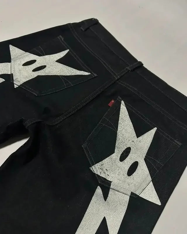 Streetwear Jeans Y2K Hip Hop Star Graphic Print