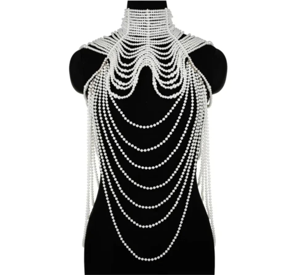 Body Chain Jewelry Pearl Sexy Beaded Collar Shoulder