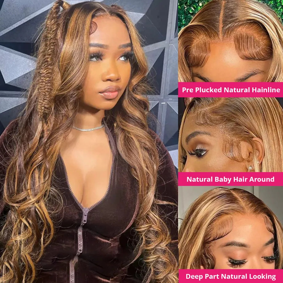 30 Inch Highlight Wig Human Hair Body Wave