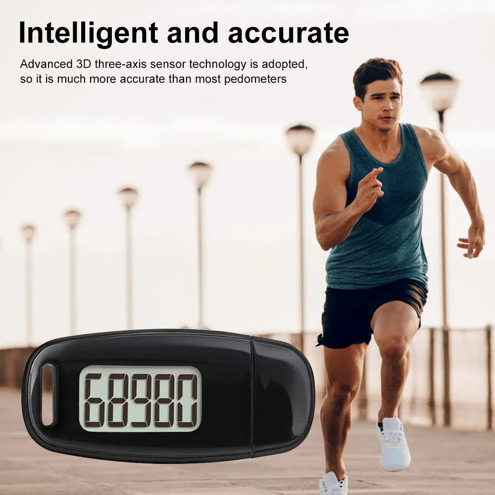 3D Digital Pedometer Mini Simple Walking Step Counter