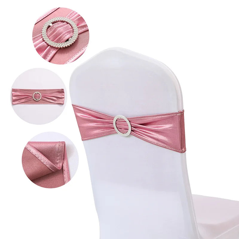 20 Pieces Spandex Chair Sashes with Buckle ,Metallic