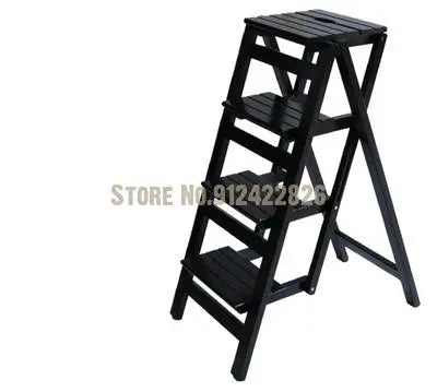Solid Wood Household Multifunctional Folding Ladder Chair Indoor