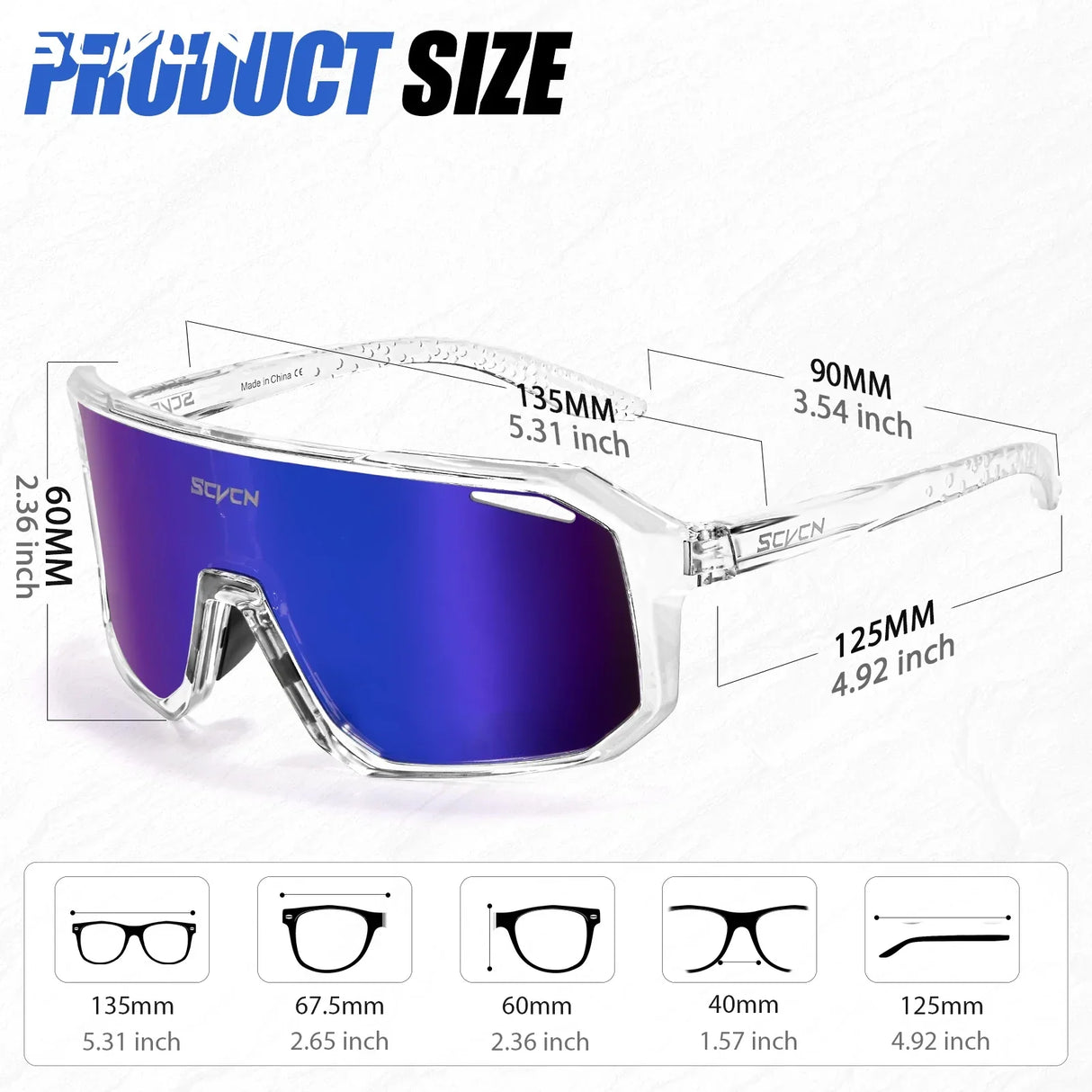 SCVCN-Sunglasses for Men Sport Cycling Glasses Bike Mountain