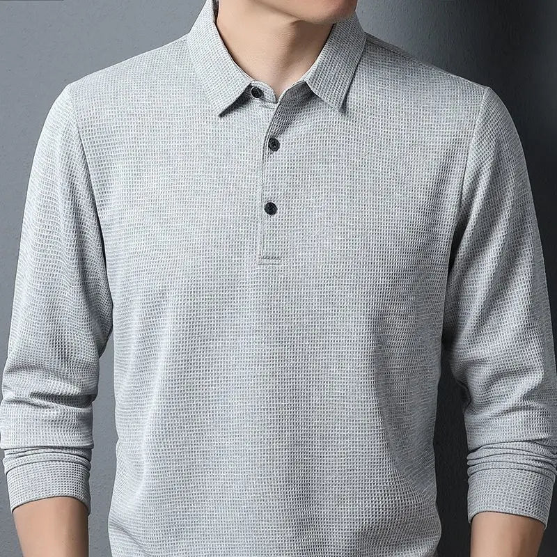 SHiONFA Men's Waffle Long Sleeve Solid T-shirt Elasticity