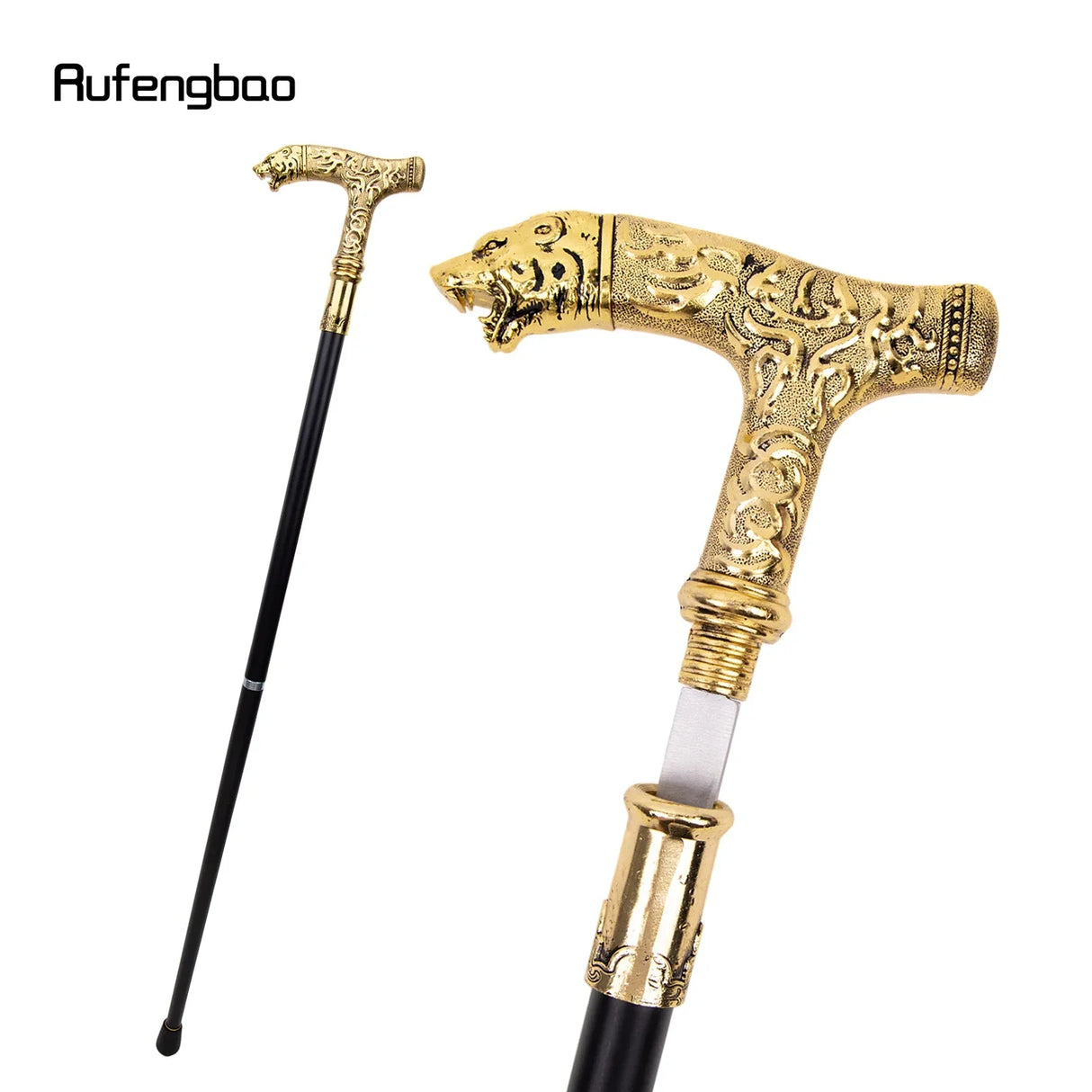 Golden Bear Handle Luxury Walking Stick with Hidden