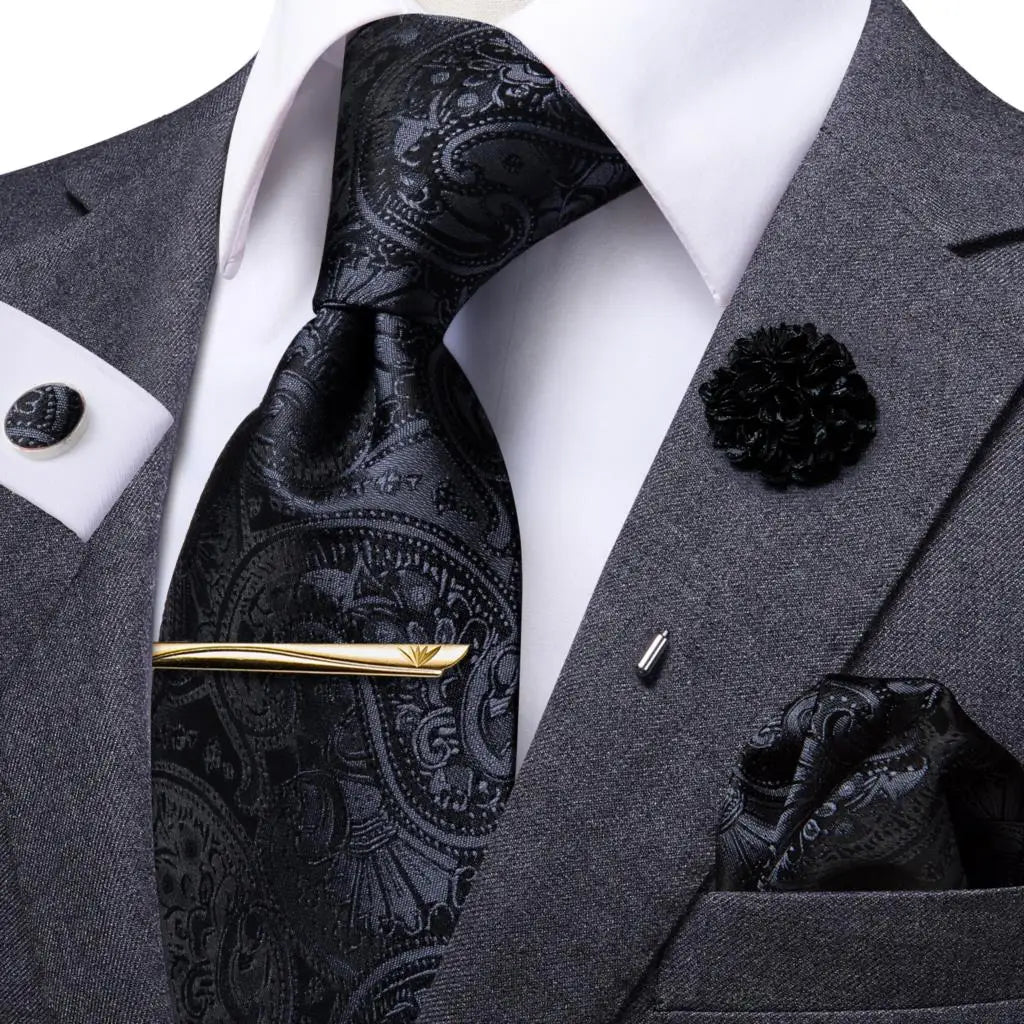 HiTie Yellow Blue Solid Business Tie For Men