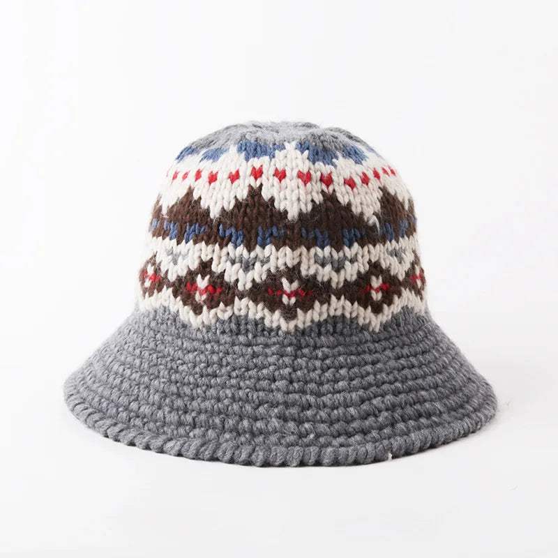 Female Knitting Bucket Hats Harajuku Bucket Hat Fishing