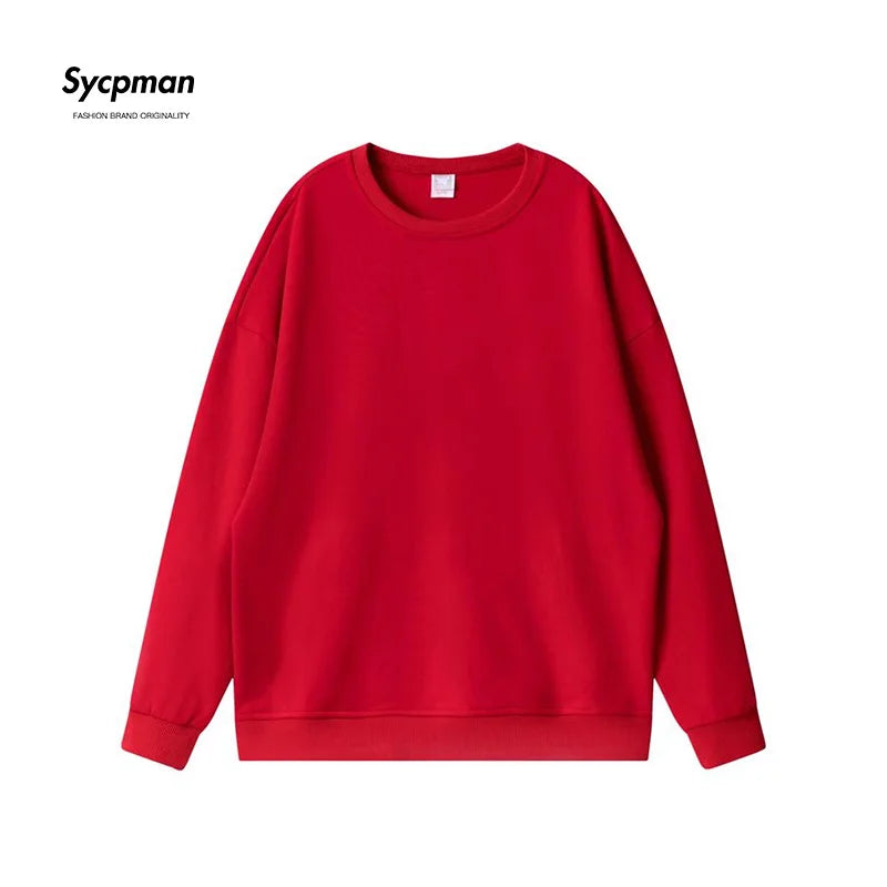 10.6oz 300gsm Cotton Pullover Sweater Men Solid Color