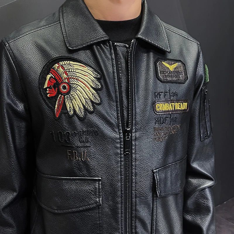 2023 New Casual Motorcycle Windbreaker Zip Lapel Collar