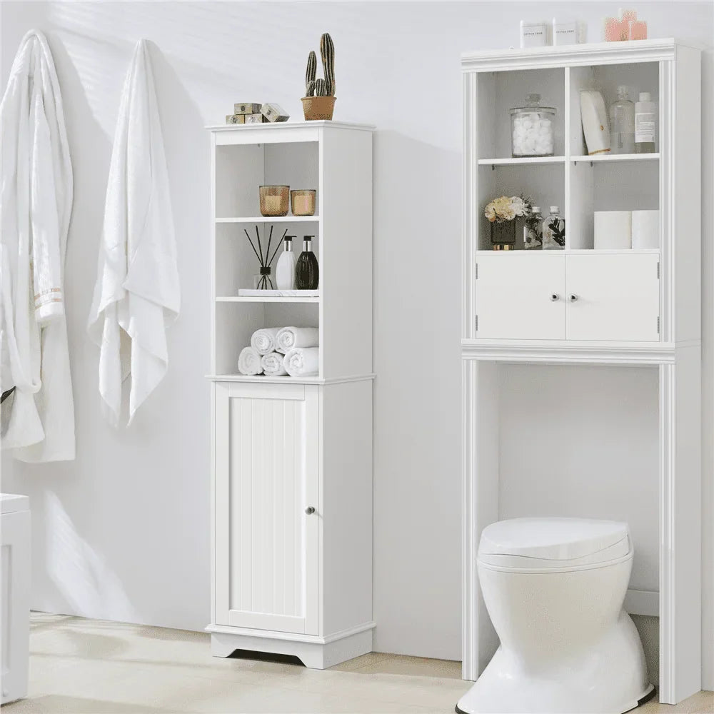 SMILE MART Wooden Slim Bathroom Floor Cabinet