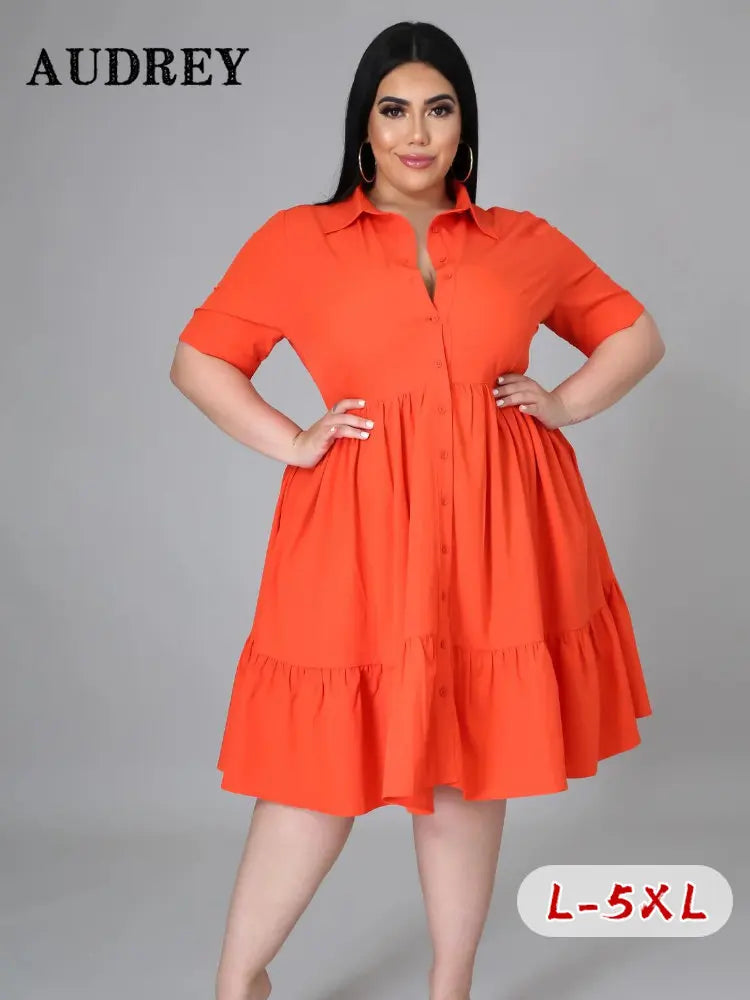 Fashion Plus Size Casual Blouse Dress Elegant Ruched