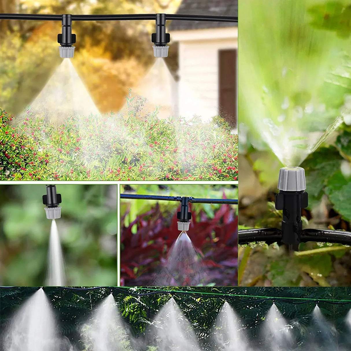 Fog Nozzles Irrigation Kit 5M/10M Garden Hose Automatic