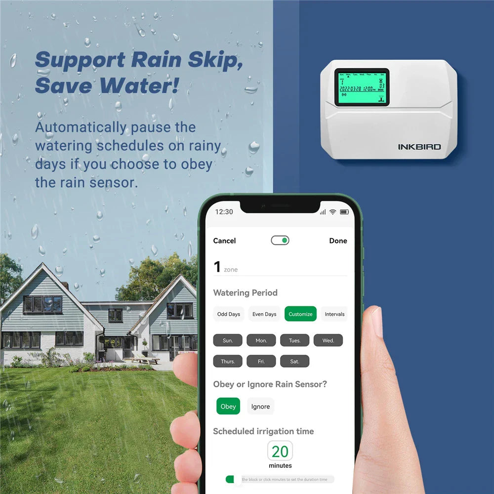 INKBIRD 8-Zone Control Wi-Fi Smart Sprinkler Controller Indoor/Outdoor