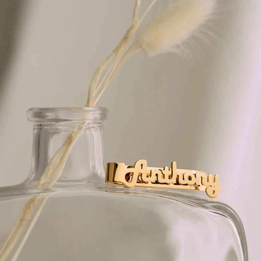 Custom Name Tie Clips Stainless Steel Nameplate Jewelry