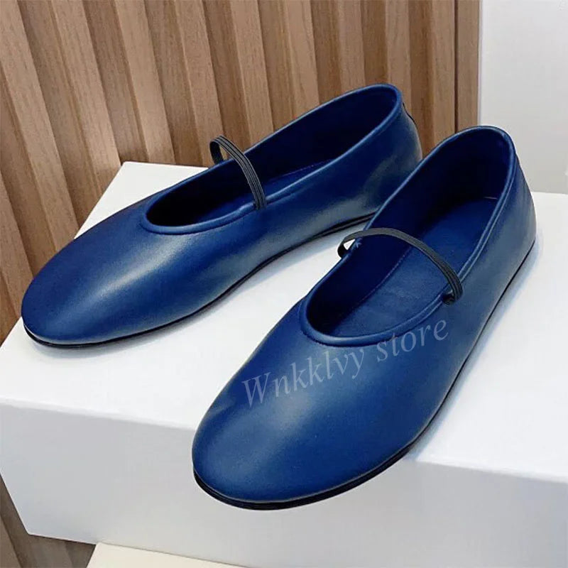 2023 New Genuine Leather Ballerina Flat Loafers Women