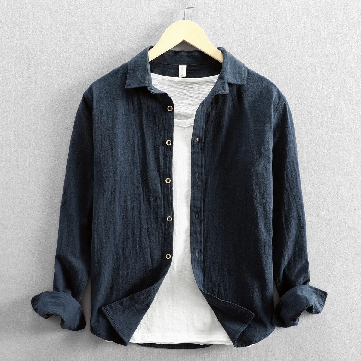 Men Clothing 2023 Fall Men's Cotton Linen Long-sleeved
