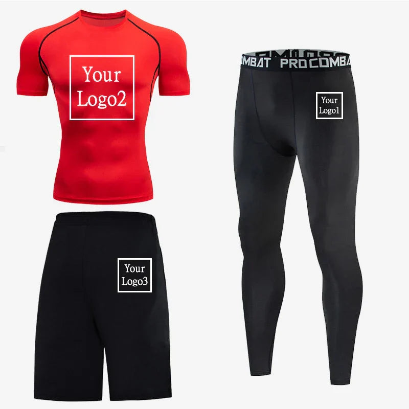 3Pcs Gym Thermal Underwear Men Clothing Sportswear Suits