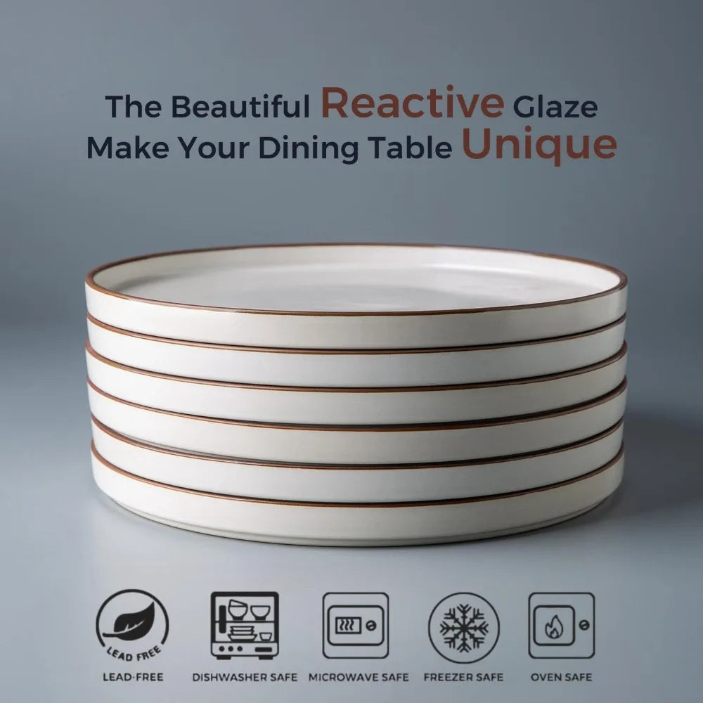 Ceramic Dinnerware Sets of 4, High Edge Stoneware