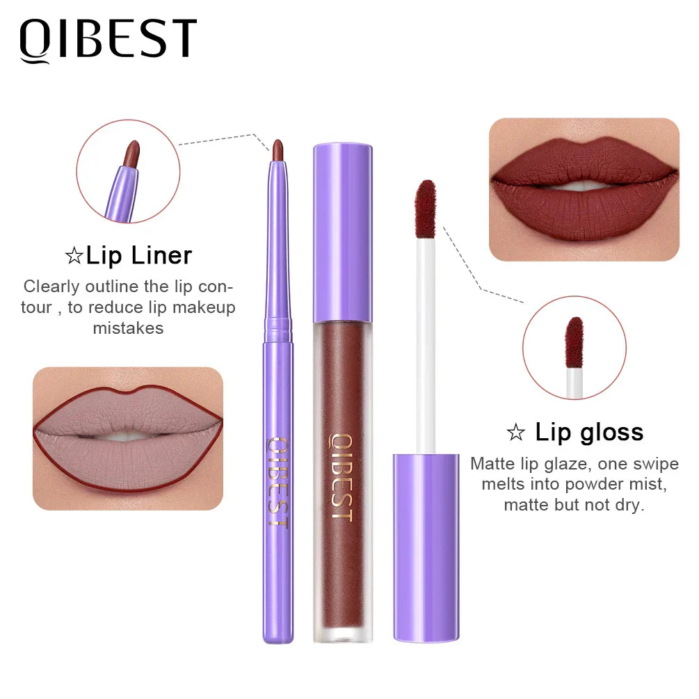 4 Matte Liquid Lipstick With 4 Lipliner Set